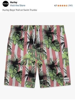 Hurley Boys' Pull on Swim Trunks Size Large